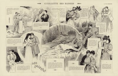 Verzameling van kussen (gravure) door French School