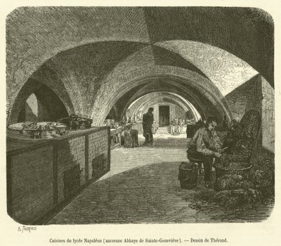 Keukens van het Lycée Napoleon, voormalige Abdij van Sainte-Genevieve (gravure) door French School