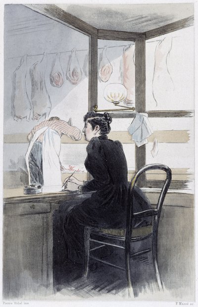 Kassière (bij de slager) - in "De vrouw in Parijs" door Pierre Vidal door French School
