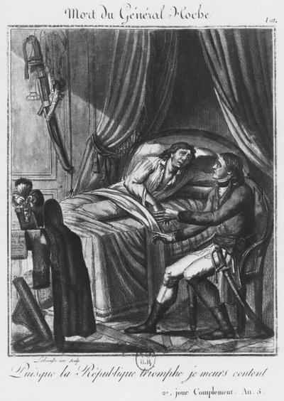 Dood van Generaal Louis Lazare Hoche op 19 september 1797, gegraveerd door Labrousse (18e eeuw) (gravure) door French School