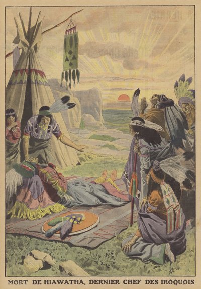 De dood van Hiawatha, laatste opperhoofd van de Iroquois door French School