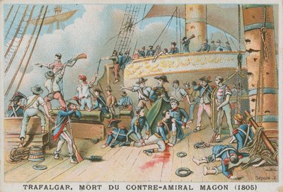 Dood van de Franse schout-bij-nacht Magon in de Slag bij Trafalgar, 1805 door French School