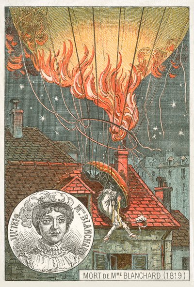 Dood van de ballonvaarder Sophie Blanchard, 1819 door French School