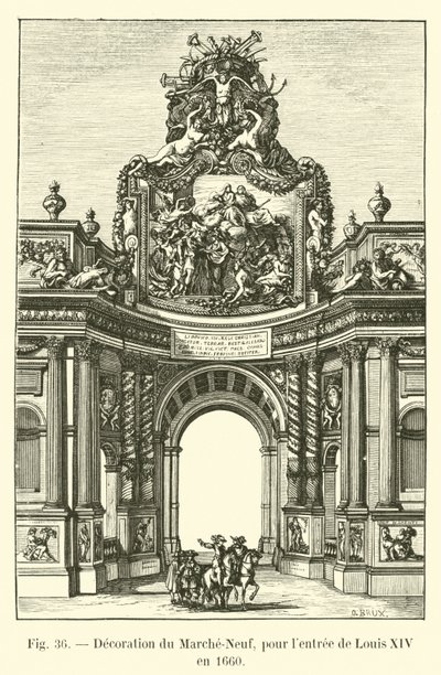 Decoratie van de Marche-Neuf, voor de intocht van Lodewijk XIV in 1660 door French School
