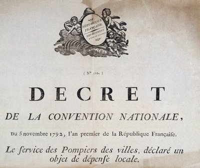 Decreet van de Nationale Conventie van 5 november 1792 over stadsbrandweerlieden door French School