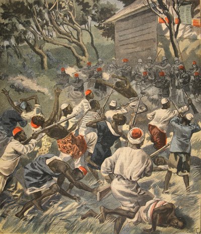 Verslaan van het Sakalava-volk, Madagaskar, illustratie uit Le Petit Journal: Supplement illustre, 3 april 1898 door French School