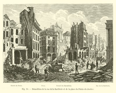 Sloop van de rue de la Barillerie en het plein van het Paleis van Justitie door French School