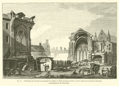 Sloop van de refter en het kapittel van de abdij van Saint-Germain des Prés, in 1797, naar een gouache van Demachy, meegedeeld door M. Bonnardot door French School