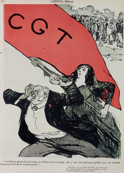 Demonstratie en vlag van de CGT - in 