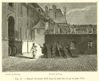 Vertrek van Lodewijk XVI in de nacht van 20 op 21 juni 1791 door French School