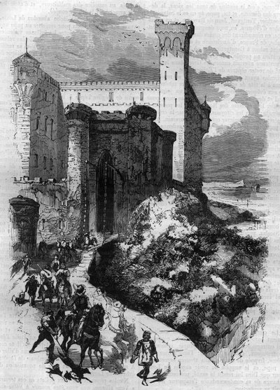 Vertrek van Lodewijk I genaamd de Vrome naar Rome. Gravure in "Histoire des papes-kings-queens-et-empereurs a travers les centuries" door Maurice Lachatre door French School