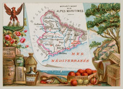 Departement Alpes-Maritimes in zuidoost Frankrijk door French School