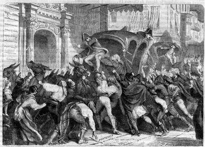 Vertrek van koning Ferdinand VII naar Bayonne 1808 (Abdicaties van Bayonne) - Vertrek voor het Interview van Bayonne (1808) - Het volk in Vittoria in Spanje wil het vertrek van Ferdinand VII naar Bayonne verhinderen - in 