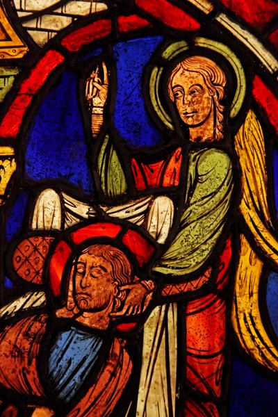 St. Martinus - verlicht in zijn slaap door een engel? (ex Varennes-Jarcy - oorspronkelijk uit de Abdij van Gercy?) door French School