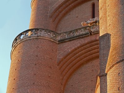 Detail van het metselwerk van de westelijke toren (detail) door French School