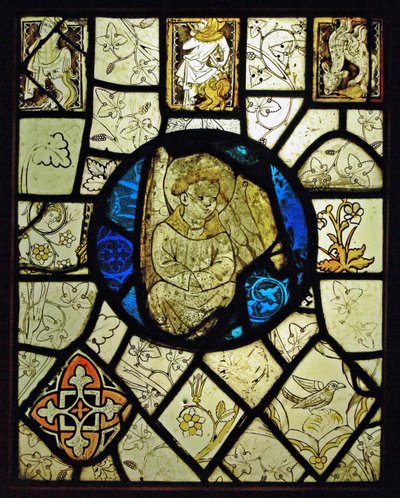 Grisaille met grotesken en een engel; Normandië door French School
