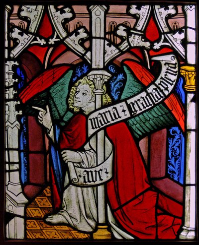 De engel Gabriël bij de Annunciatie, oorspronkelijk uit de Boven-Rijn door French School