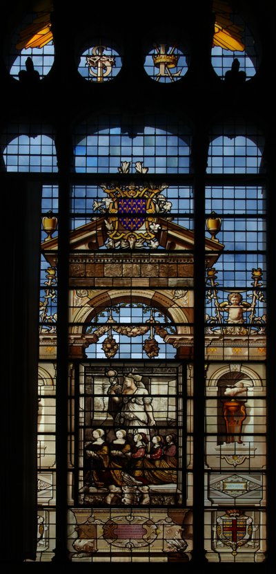 Met het noordelijke raam in de kapel in het Kasteel van Chantilly door French School