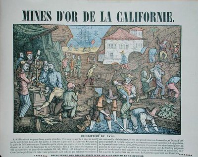 Afbeelding van de Californische goudmijnen, midden 19e eeuw door French School