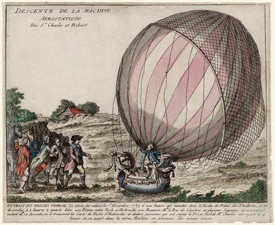 Descente de la Machine Aerostatique des Srs. Charles et Robert, pub. 1783 door French School