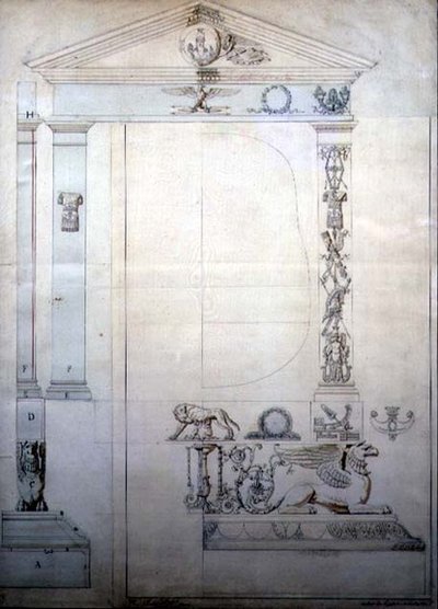 Ontwerp voor een cheval spiegel, ca. 1815 door French School