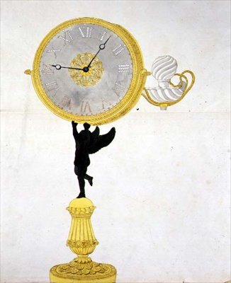 Ontwerp voor een vergulde klok, ca. 1825 door French School