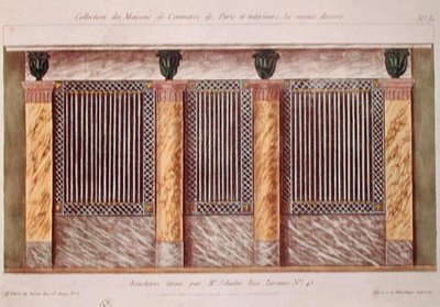 Ontwerp voor de gevel van een slagerij, uit een serie die de best versierde commerciële gebouwen in Parijs afbeeldt, ca. 1810 door French School
