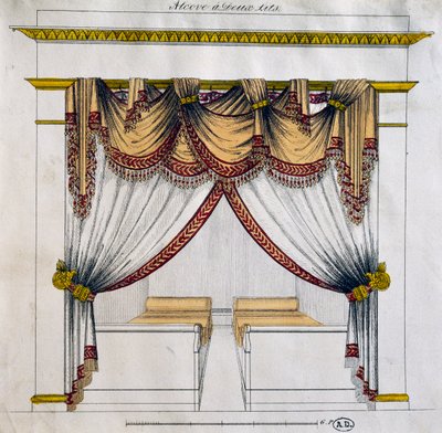 Ontwerp van nis met twee bedden (Eerste Keizerrijk periode), illustratie, Frankrijk door French School