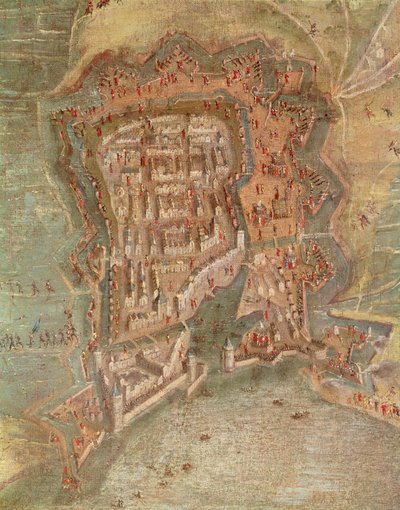 Detail - Het beleg van La Rochelle door troepen van kardinaal Richelieu in 1627-68 door French School