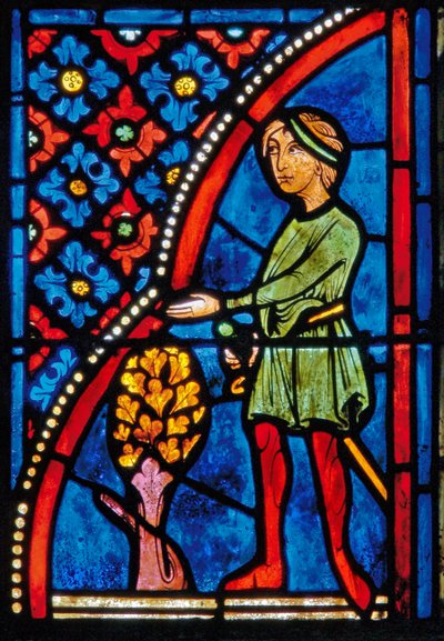 Raam met scènes uit het leven van St. Maria de Egyptische (detail) door French School
