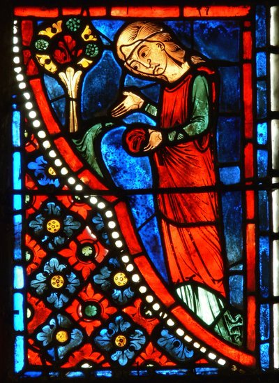 Raam met scènes uit het leven van St. Maria de Egyptische (detail) door French School