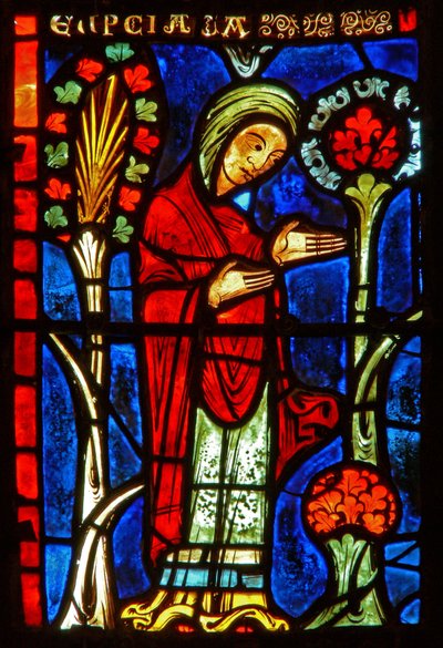 Raam met scènes uit het leven van St. Maria de Egyptische (detail) door French School