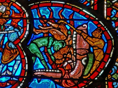 Raam met het Laatste Oordeel: de Mond van de Hel (detail) door French School