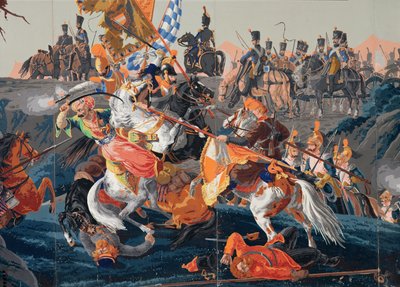 Detail van De Slag bij Austerlitz, een panoramisch behangontwerp, 1827-29 door French School