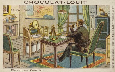 Een brief dicteren in een telegrafische machine door French School