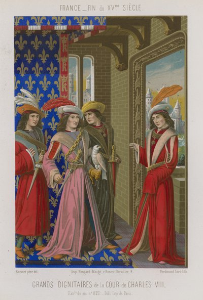 Dignitarissen van het hof van Karel VIII door French School