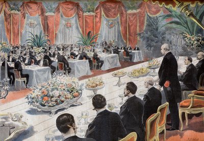 Diner voor leiders van de Franse handel en industrie op de Parijse Beurs door French School