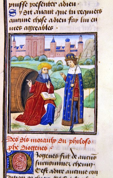 Diogenes, uit Histoire des Philosophes, eind 15e eeuw (perkament) door French School