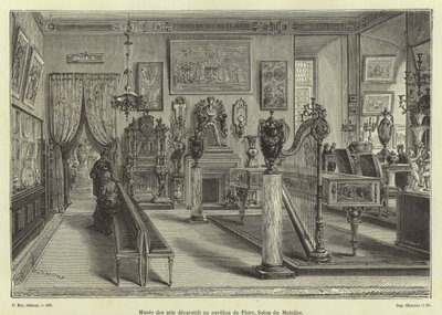 Weergave van woonkamermeubilair, Pavillon de Flore, Louvre Paleis, Parijs door French School