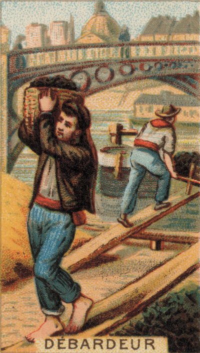 Docker lost een binnenvaartschip (chromolitho) door French School
