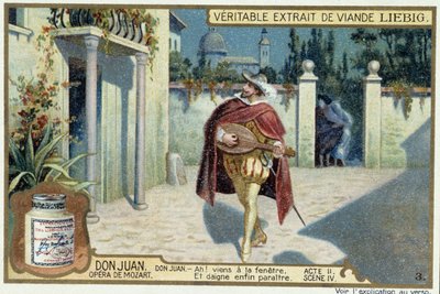 Don Juan: Act II, Scene IV, Serenade door Don Juan - chromo Liebig door French School