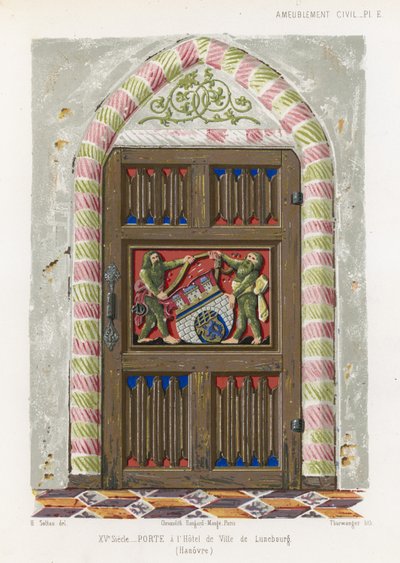 Deur in het stadhuis van Lüneburg door French School