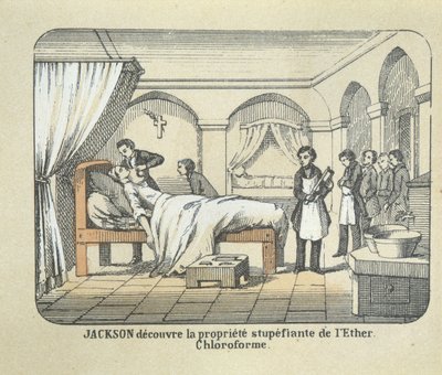 Dr. Charles Jackson (1805-80) ontdekt de verdovende eigenschappen van ether door French School