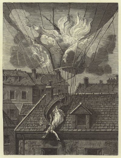 Dramatische dood van de luchtvaartster Madame Blanchard, 6 juli 1819 door French School