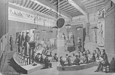 Tekenen van beeldhouwwerk, Royal Free School of Art door French School