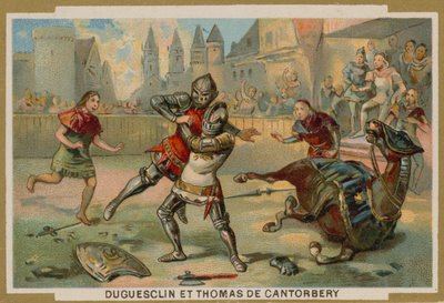 Duel tussen Bertrand du Guesclin en Thomas van Canterbury, Dinan, Bretagne, 1357 door French School