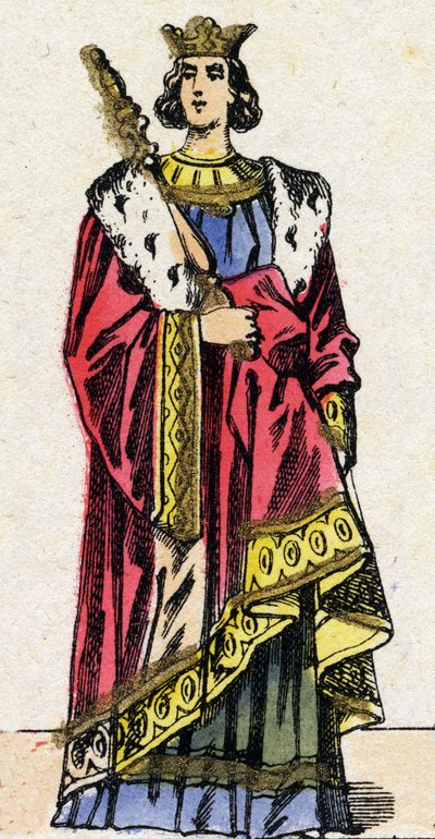 Dynastie van de Capetingen: Portret van Lodewijk X de Twister, koning van de Franken. Epinal afbeelding. door French School