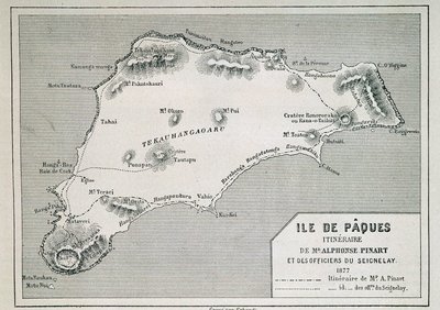 Paaseiland (Rapa Nui): reisroute van Mr. Pinart door French School