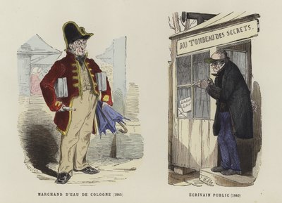 Eau de Cologne verkoper, 1845, en publieke schrijver, 1840 door French School