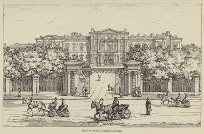 Ecole des Pages, in Sint-Petersburg (gravure) door French School